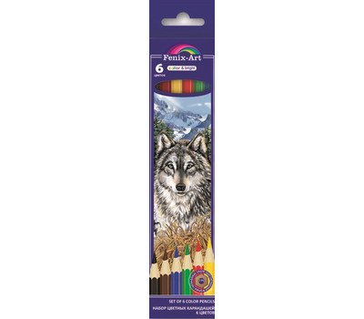 Набор цветных карандашей Волк 6 штук